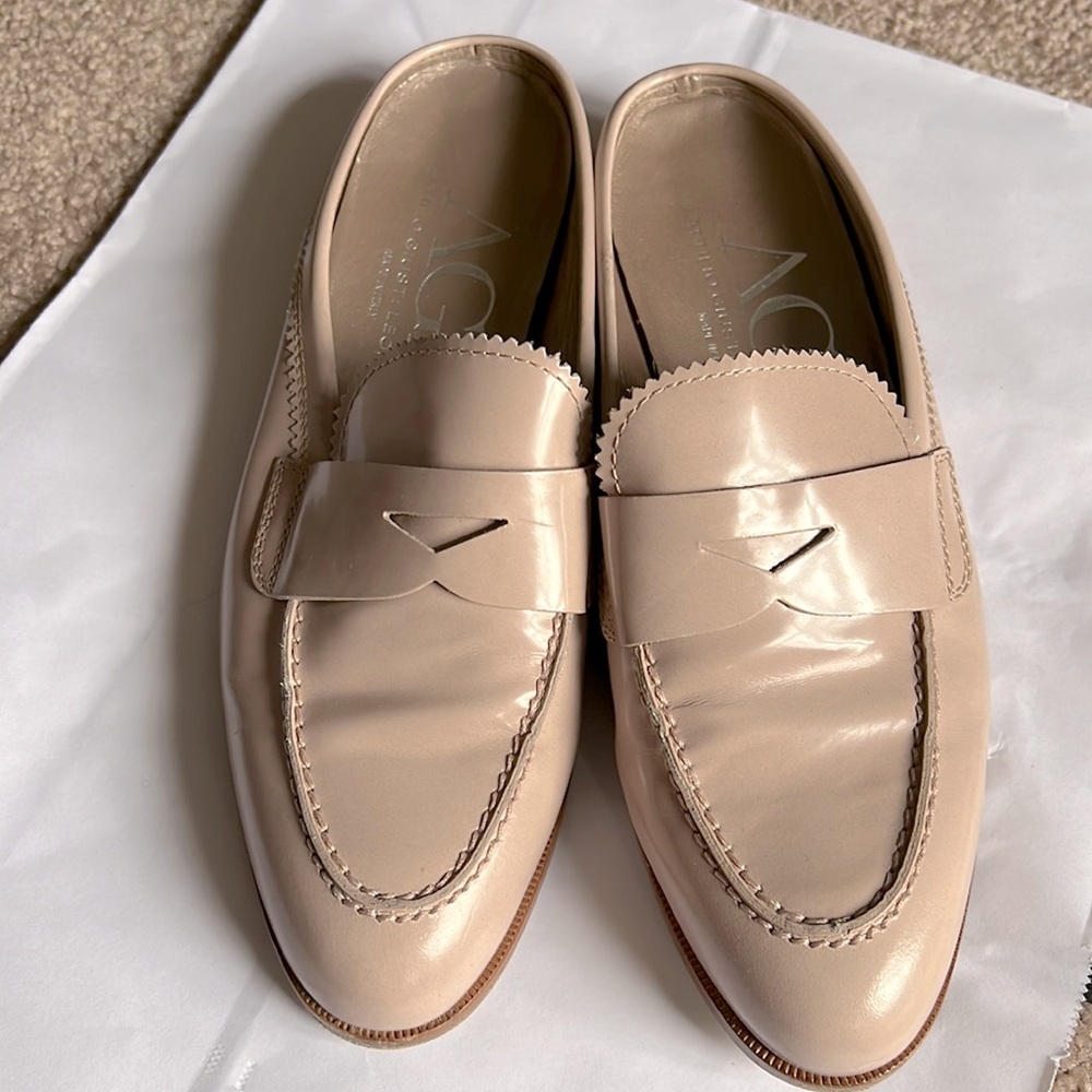 AGL pink patent leather fleshy slides size 38  1/2